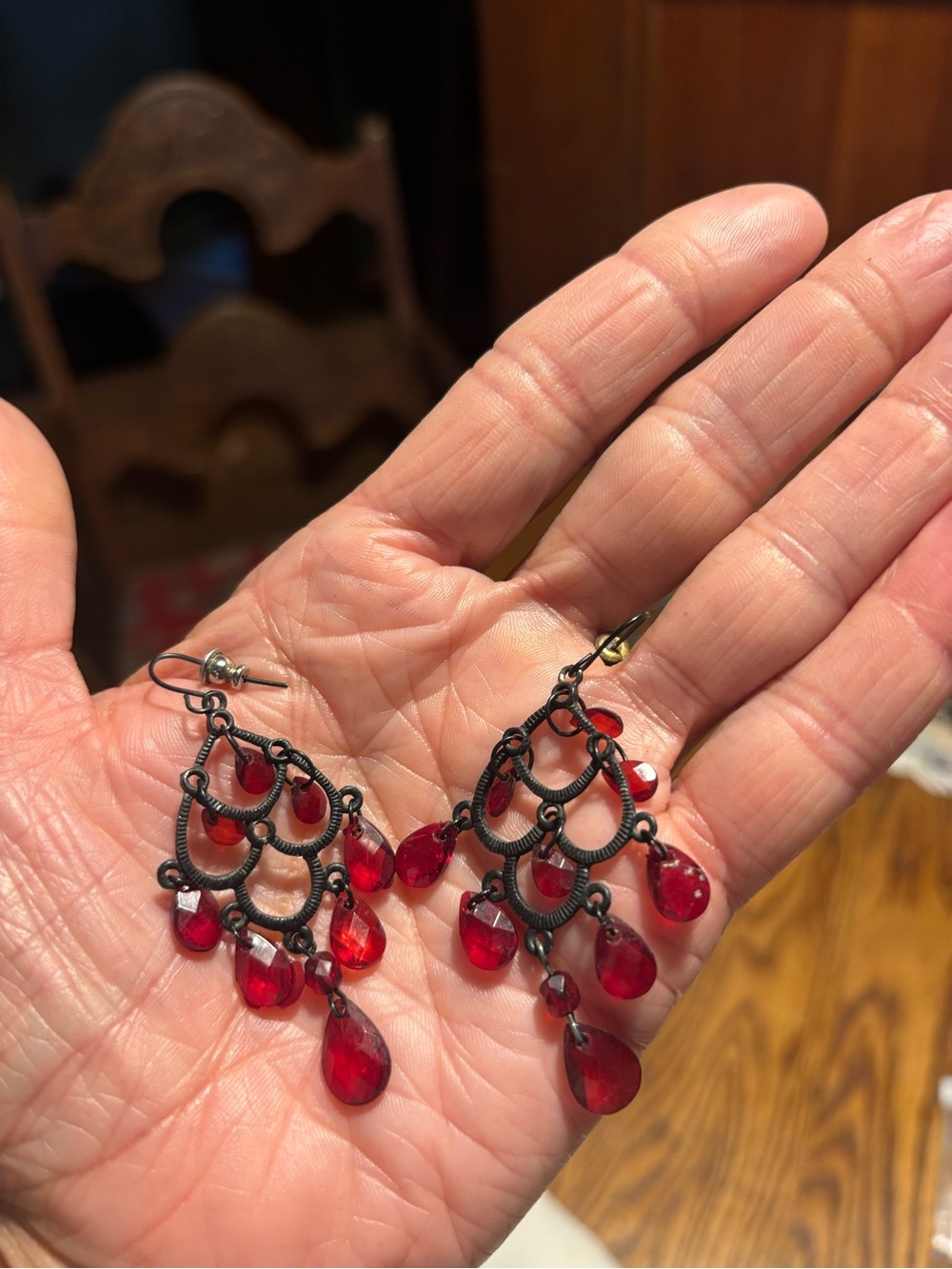 Red Teardrop Chandelier Earrings - Women Jewelry